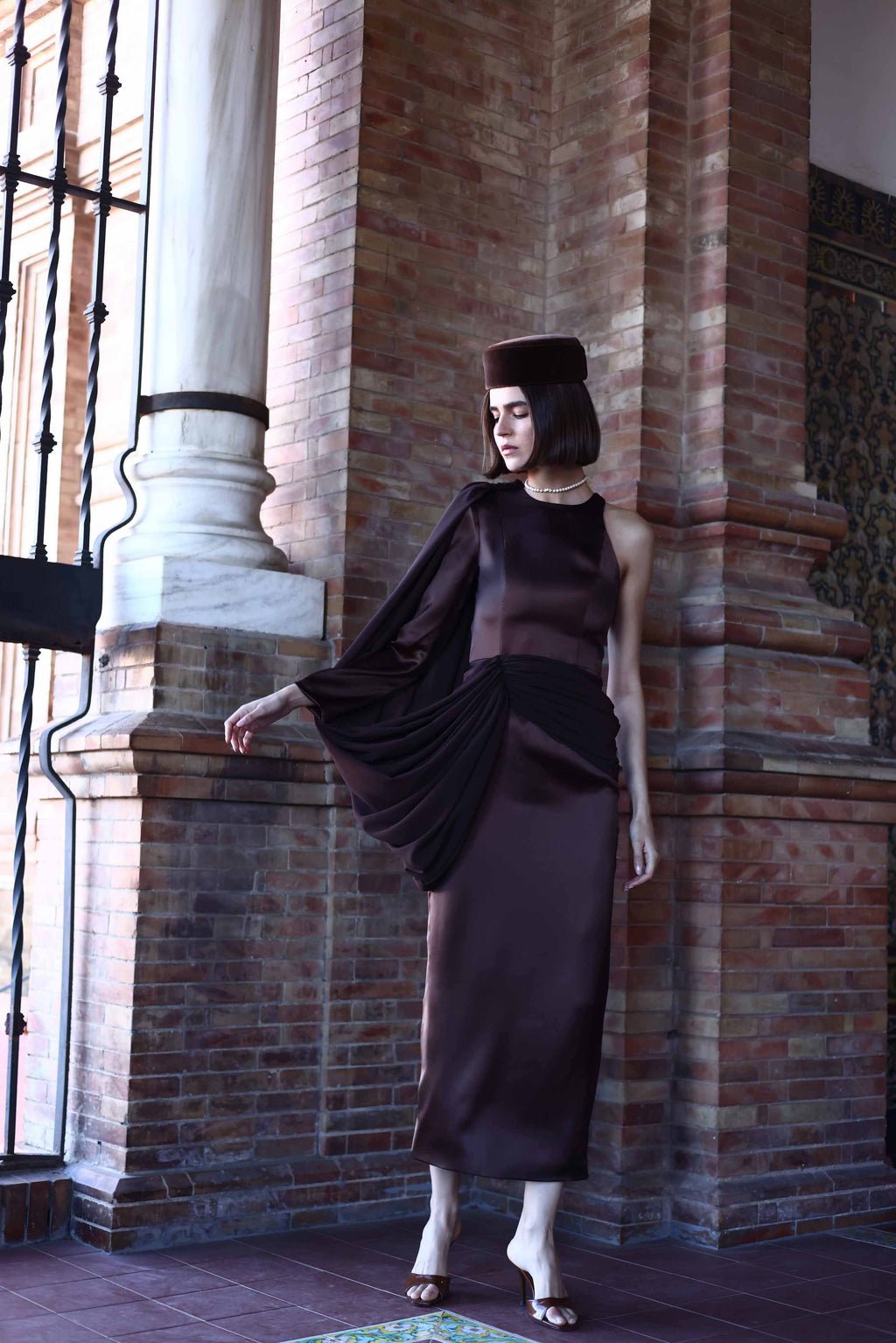 ASYMMETRIC BROWN DRESS